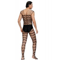 Men's Bodystocking, Strappy shoulders, BLK, ONE SIZE 